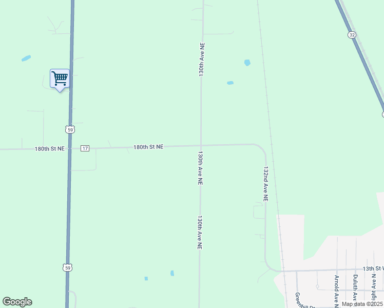 map of restaurants, bars, coffee shops, grocery stores, and more near 17963 130th Avenue Northeast in Thief River Falls