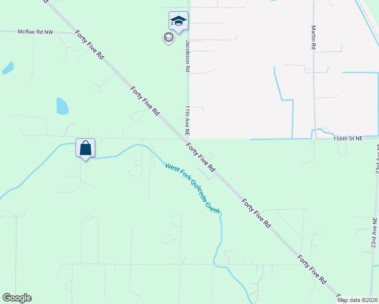 map of restaurants, bars, coffee shops, grocery stores, and more near 15512 Forty Five Road in Arlington