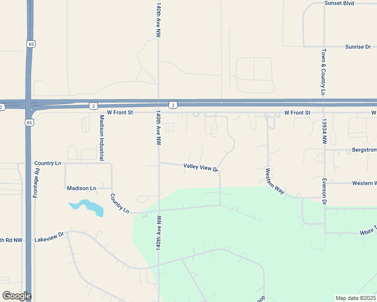 map of restaurants, bars, coffee shops, grocery stores, and more near 4915 Valley View Drive in Williston