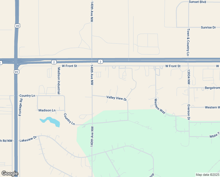 map of restaurants, bars, coffee shops, grocery stores, and more near 4915 Valley View Drive in Williston