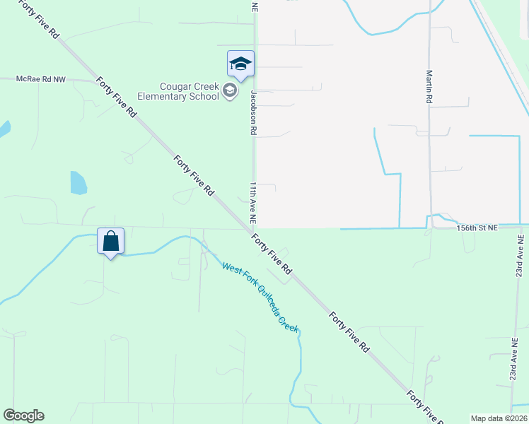 map of restaurants, bars, coffee shops, grocery stores, and more near 15625 11th Avenue Northeast in Arlington