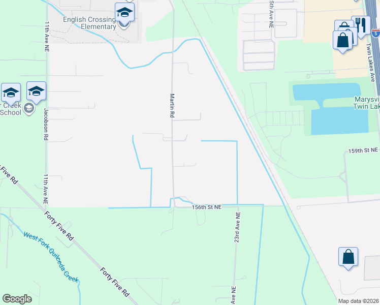 map of restaurants, bars, coffee shops, grocery stores, and more near 16009 19th Avenue Northeast in Arlington