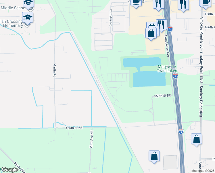 map of restaurants, bars, coffee shops, grocery stores, and more near 23rd Avenue Northeast in Marysville
