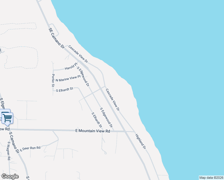 map of restaurants, bars, coffee shops, grocery stores, and more near 1883 Cascade View Drive in Camano