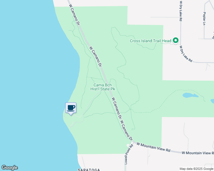 map of restaurants, bars, coffee shops, grocery stores, and more near 1818 Southwest Camano Drive in Camano Island