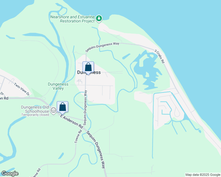 map of restaurants, bars, coffee shops, grocery stores, and more near 161 Dungeness Bay Boulevard in Sequim