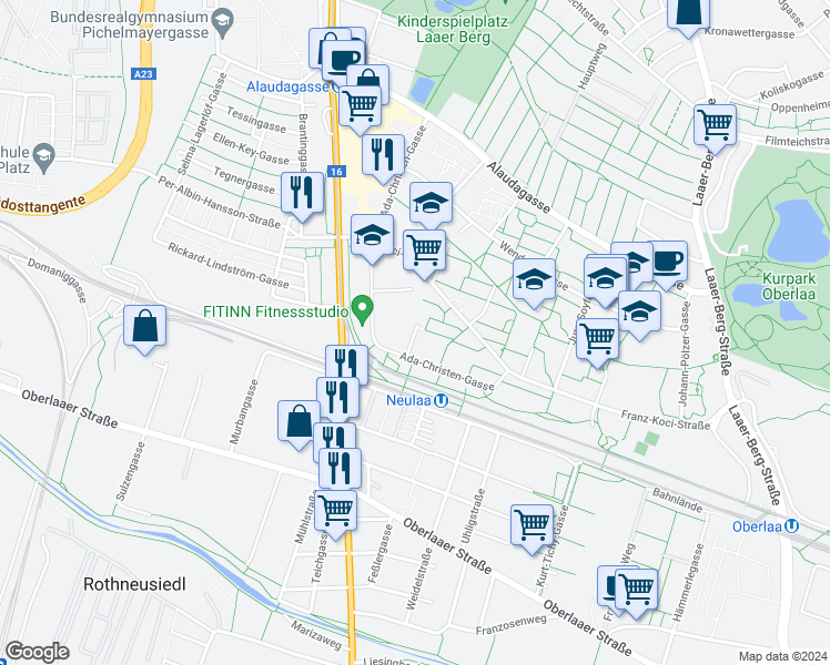map of restaurants, bars, coffee shops, grocery stores, and more near 59 Adolf-Unger-Gasse in Vienna