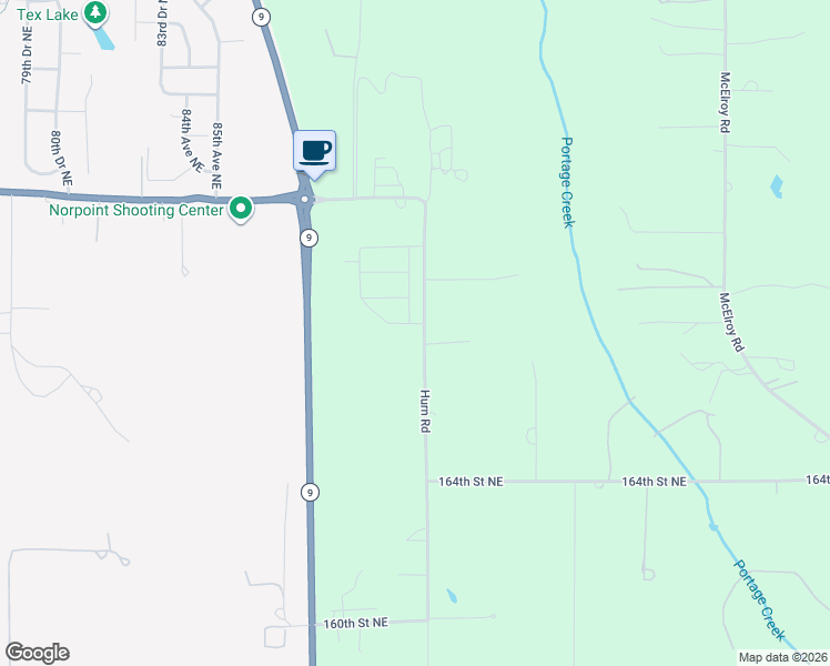 map of restaurants, bars, coffee shops, grocery stores, and more near 9028 168th Street Northeast in Arlington