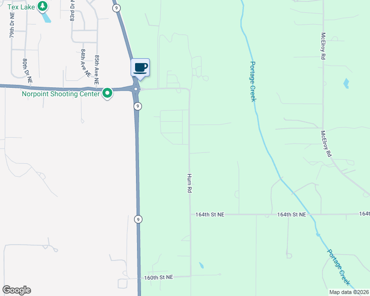 map of restaurants, bars, coffee shops, grocery stores, and more near 9028 168th Street Northeast in Arlington