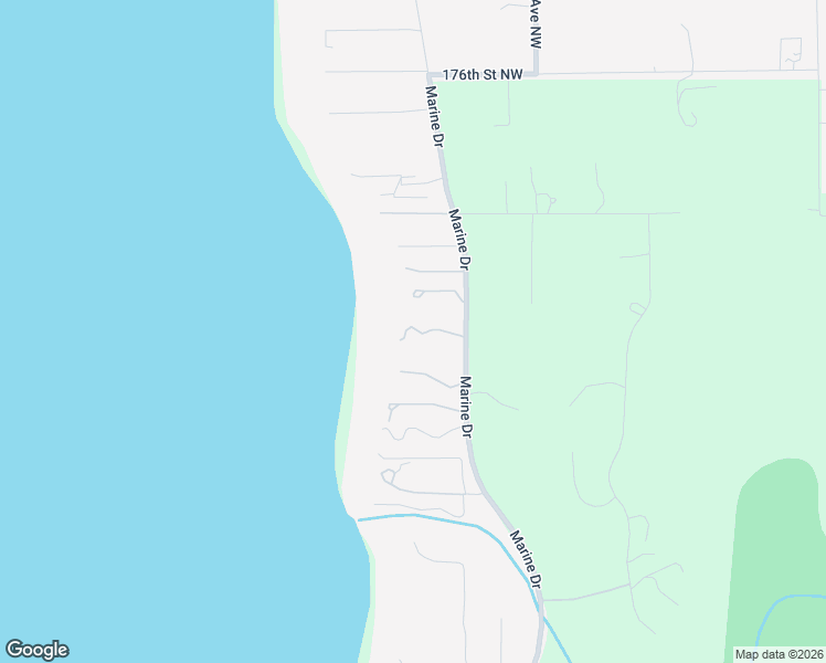 map of restaurants, bars, coffee shops, grocery stores, and more near 16818 Marine Drive in Stanwood