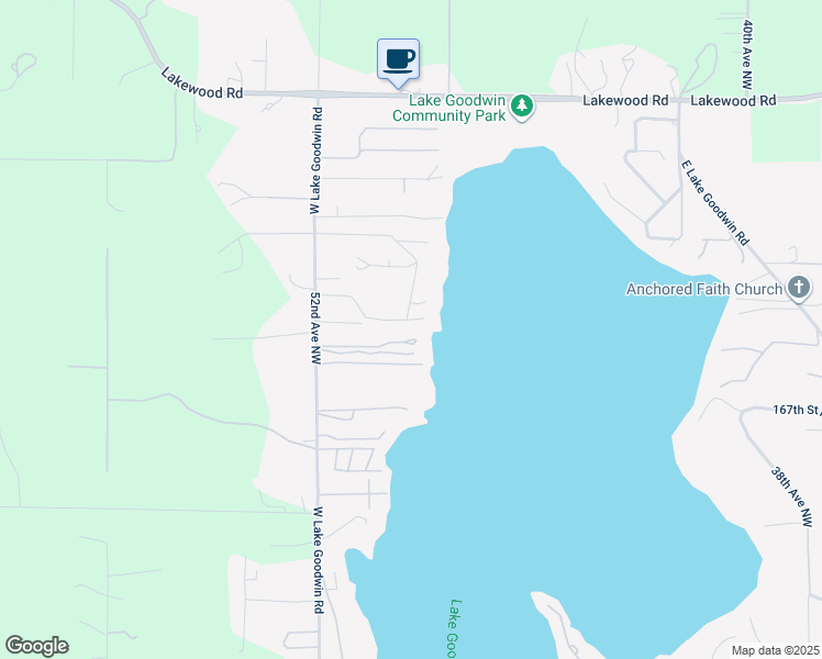 map of restaurants, bars, coffee shops, grocery stores, and more near 16907 Westshore Road in Stanwood