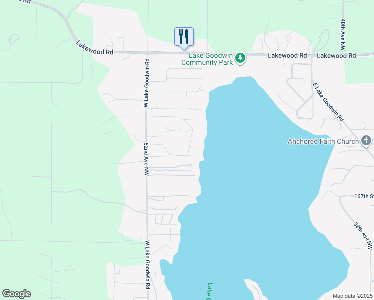 map of restaurants, bars, coffee shops, grocery stores, and more near 16907 Westshore Road in Stanwood