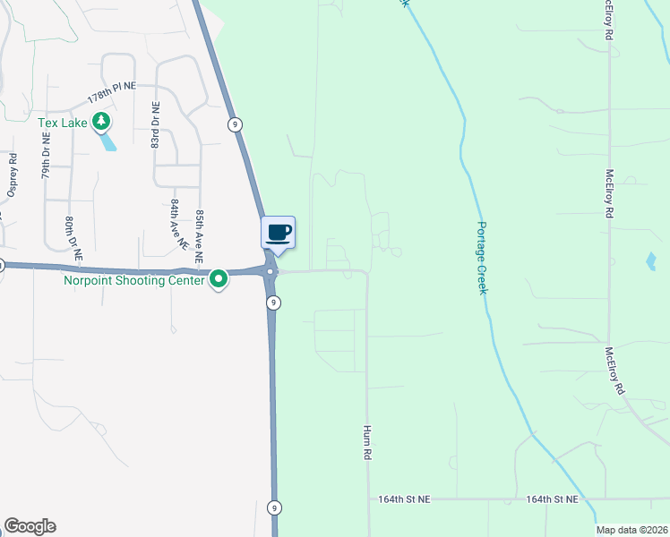 map of restaurants, bars, coffee shops, grocery stores, and more near 9010 172nd Street Northeast in Arlington