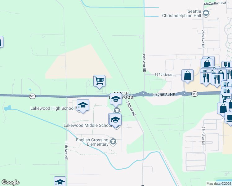 map of restaurants, bars, coffee shops, grocery stores, and more near in Marysville