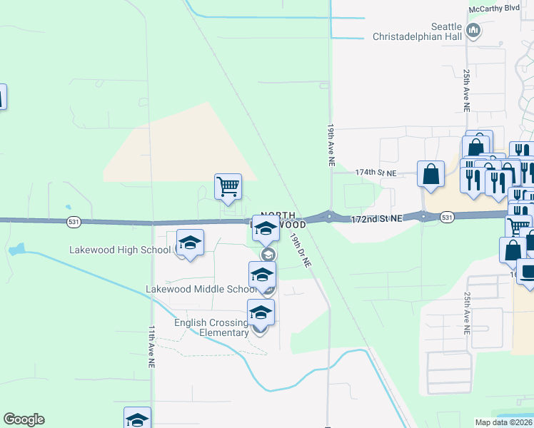 map of restaurants, bars, coffee shops, grocery stores, and more near in Marysville