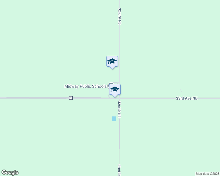 map of restaurants, bars, coffee shops, grocery stores, and more near 3202 33rd Avenue Northeast in Inkster