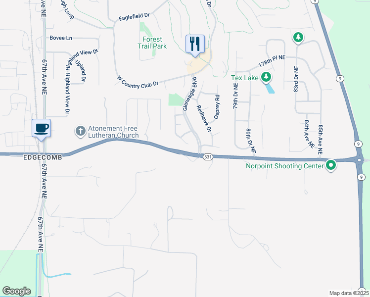 map of restaurants, bars, coffee shops, grocery stores, and more near 17218 Ironwood Street in Arlington