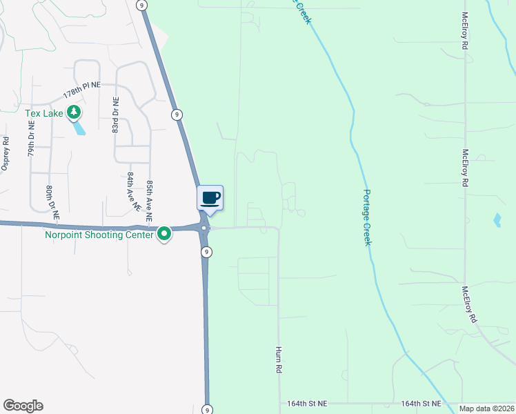 map of restaurants, bars, coffee shops, grocery stores, and more near 9009 172nd Street Northeast in Arlington