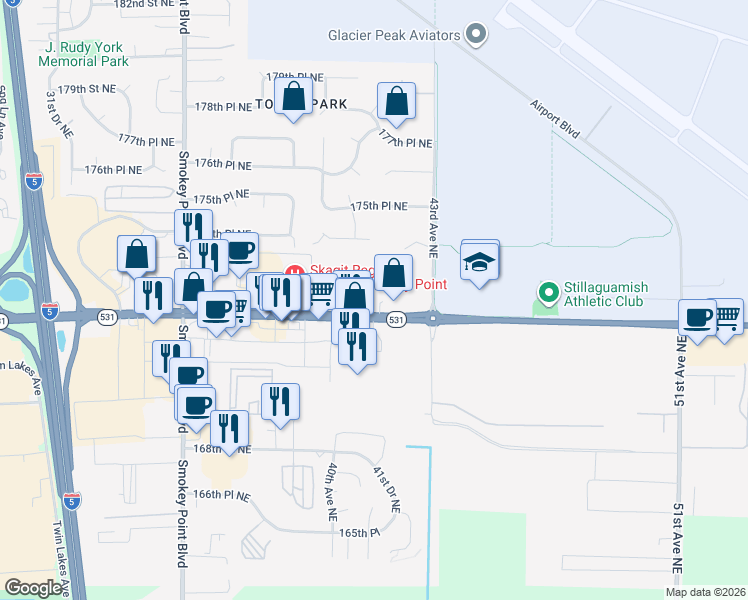 map of restaurants, bars, coffee shops, grocery stores, and more near 4105 Edgecomb Road in Arlington
