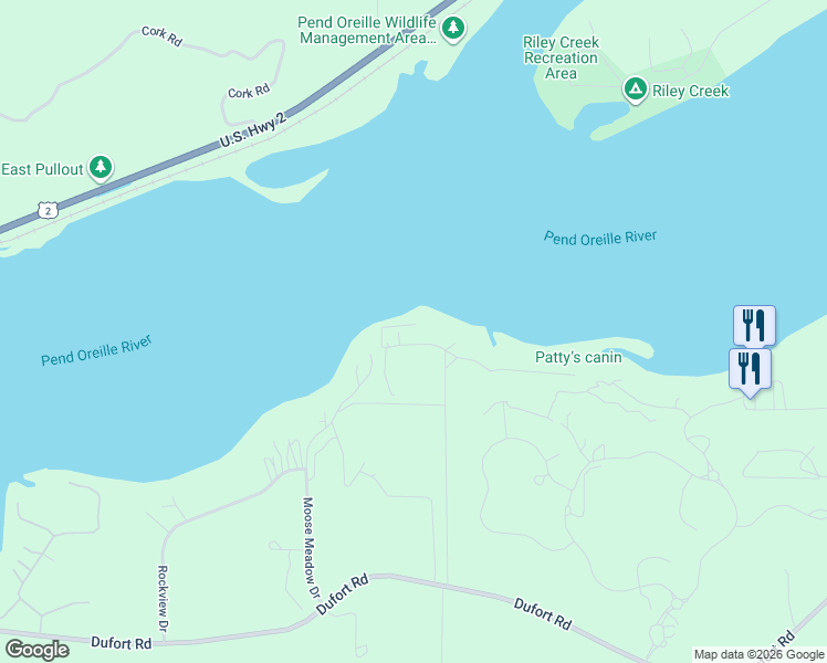 map of restaurants, bars, coffee shops, grocery stores, and more near 481 West Seneacquoteen in Priest River