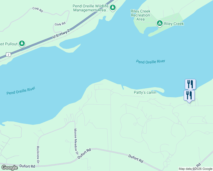 map of restaurants, bars, coffee shops, grocery stores, and more near 481 West Seneacquoteen in Priest River