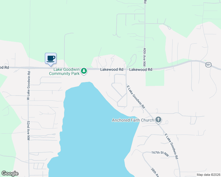 map of restaurants, bars, coffee shops, grocery stores, and more near 17400 43rd Drive Northwest in Stanwood
