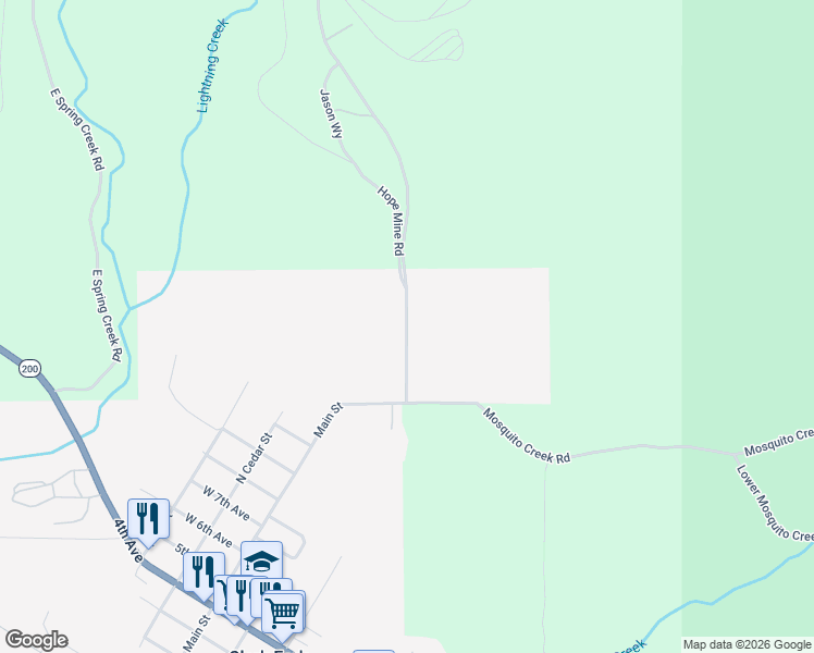 map of restaurants, bars, coffee shops, grocery stores, and more near National Forest Development Road 419 in Clark Fork