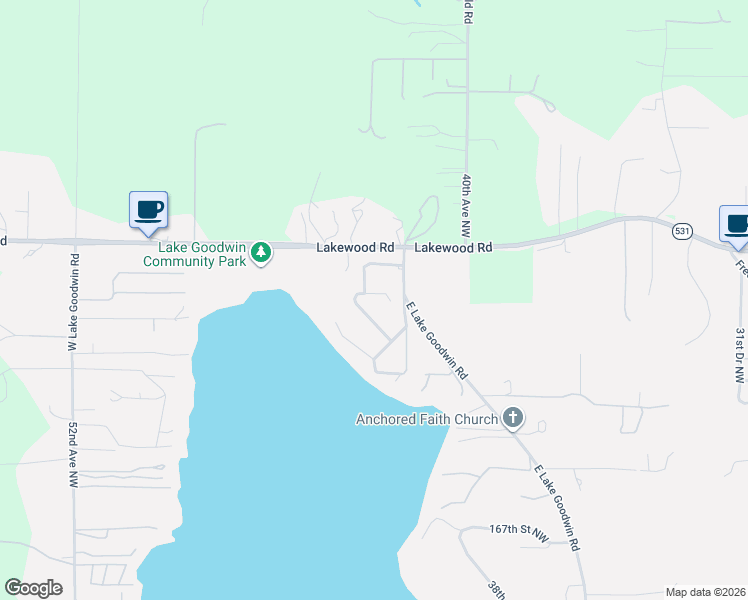 map of restaurants, bars, coffee shops, grocery stores, and more near 4230 174th Place Northwest in Stanwood