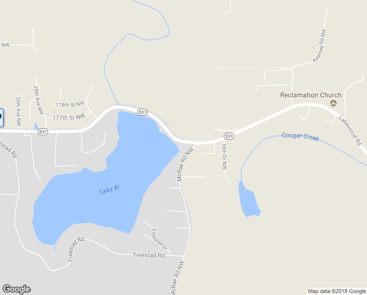 map of restaurants, bars, coffee shops, grocery stores, and more near 17416 McRae Road Northwest in Arlington