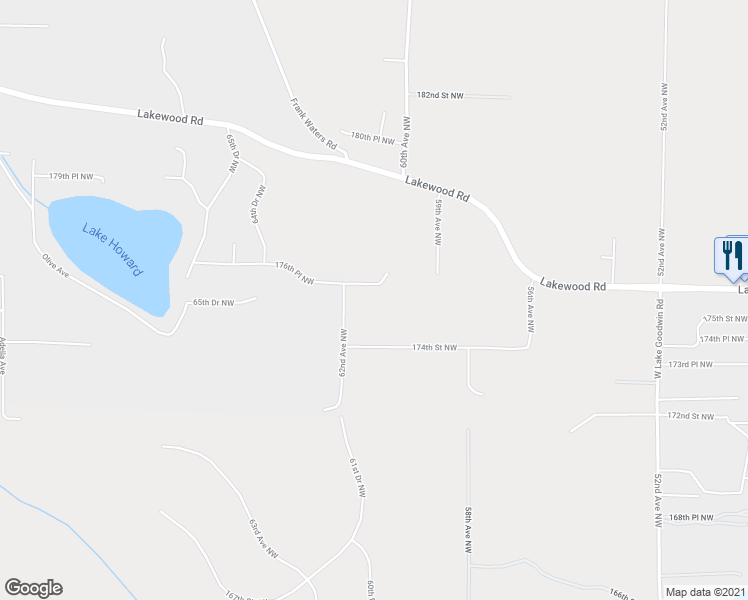 map of restaurants, bars, coffee shops, grocery stores, and more near 6120 176th Place Northwest in Stanwood