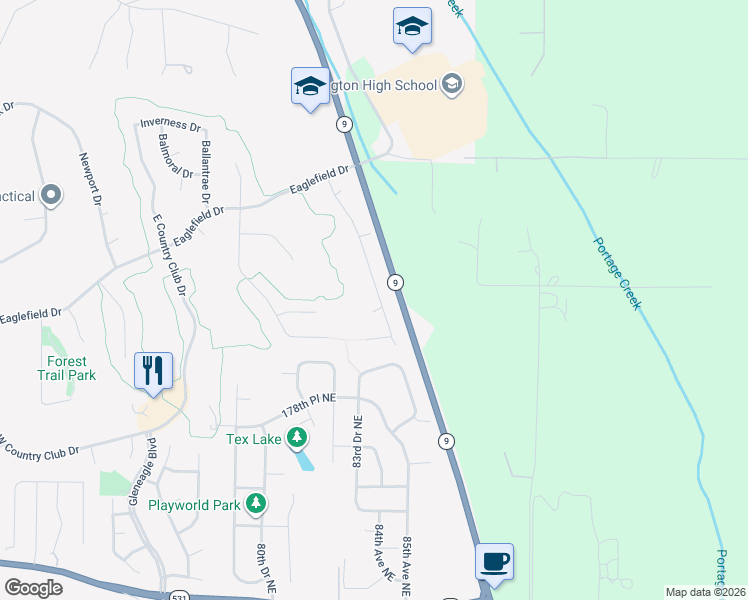 map of restaurants, bars, coffee shops, grocery stores, and more near 8321 Putters Court in Arlington