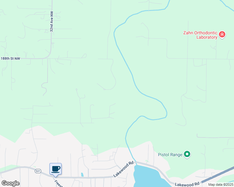 map of restaurants, bars, coffee shops, grocery stores, and more near 18427 25th Drive Northwest in Stanwood