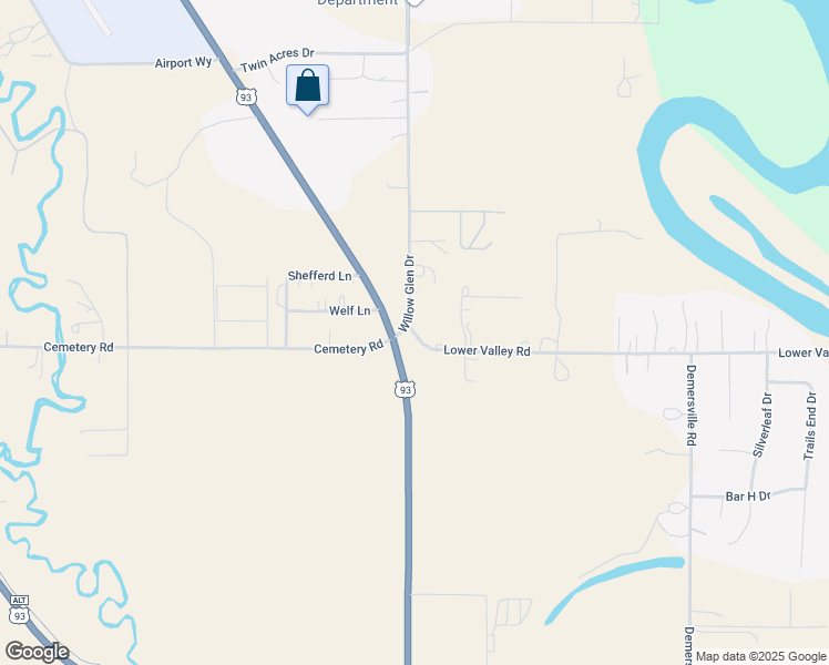 map of restaurants, bars, coffee shops, grocery stores, and more near 1510 Willow Glen Drive in Kalispell