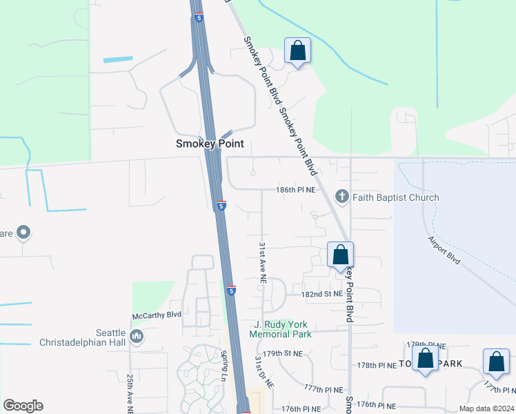 map of restaurants, bars, coffee shops, grocery stores, and more near 18522 31st Avenue Northeast in Arlington