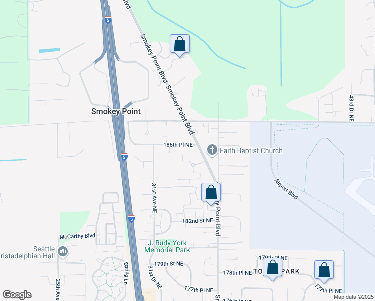 map of restaurants, bars, coffee shops, grocery stores, and more near 3318 185th Place Northeast in Arlington