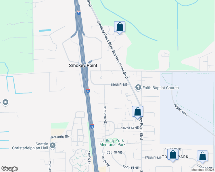 map of restaurants, bars, coffee shops, grocery stores, and more near 18522 31st Avenue Northeast in Arlington