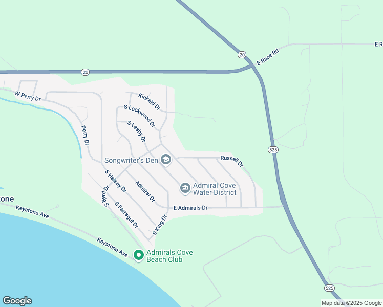 map of restaurants, bars, coffee shops, grocery stores, and more near 1239 Russell Drive in Coupeville