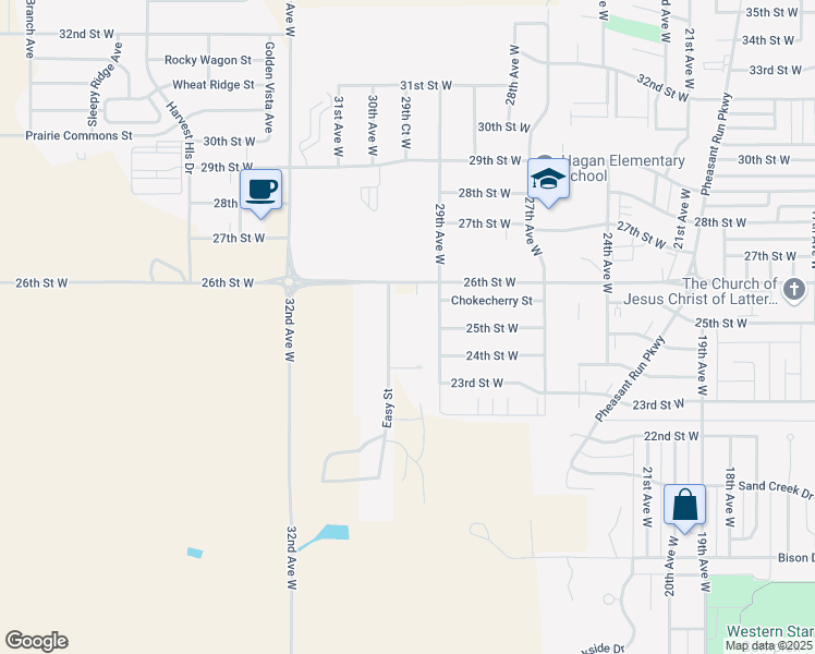 map of restaurants, bars, coffee shops, grocery stores, and more near 2915 26th Street West in Williston