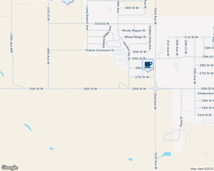 map of restaurants, bars, coffee shops, grocery stores, and more near 13833 52nd Street Northwest in Williston