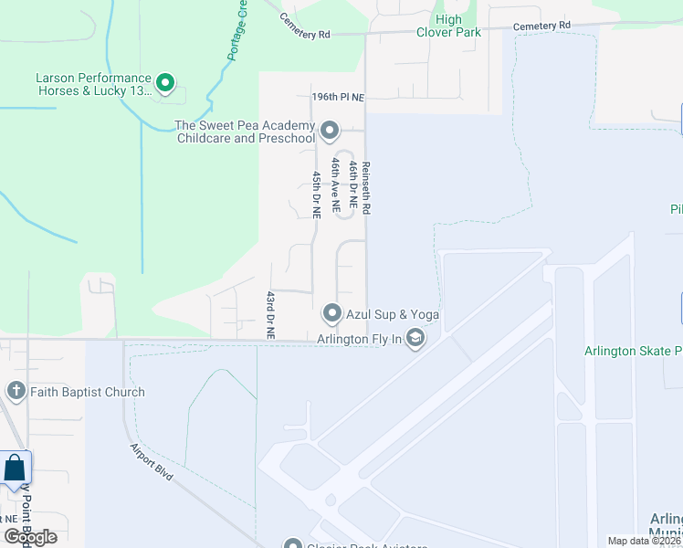 map of restaurants, bars, coffee shops, grocery stores, and more near 4617 191st Street Northeast in Arlington