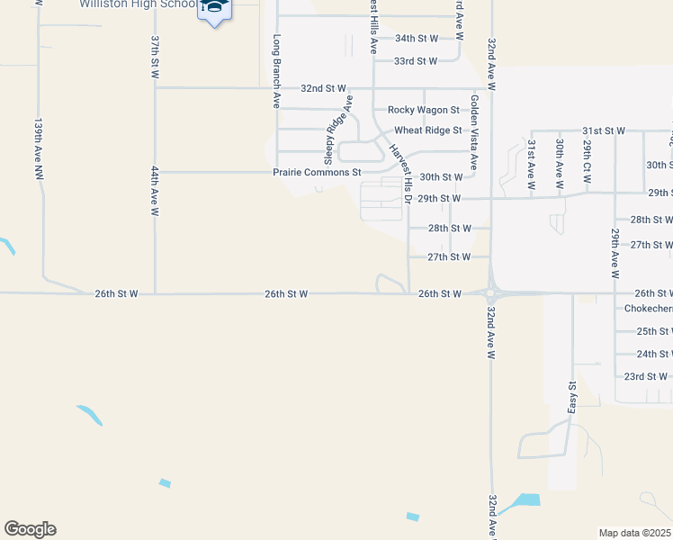 map of restaurants, bars, coffee shops, grocery stores, and more near 13833 52nd Street Northwest in Williston