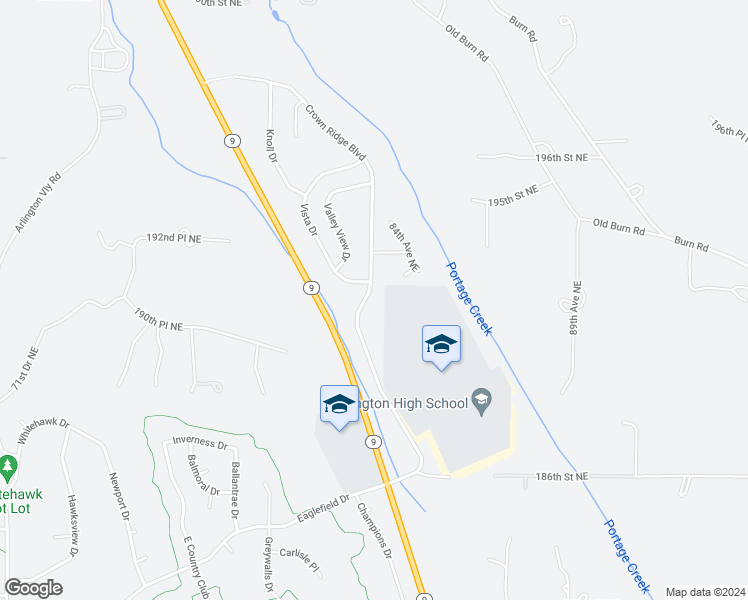 map of restaurants, bars, coffee shops, grocery stores, and more near 19117 Crown Ridge Boulevard in Arlington