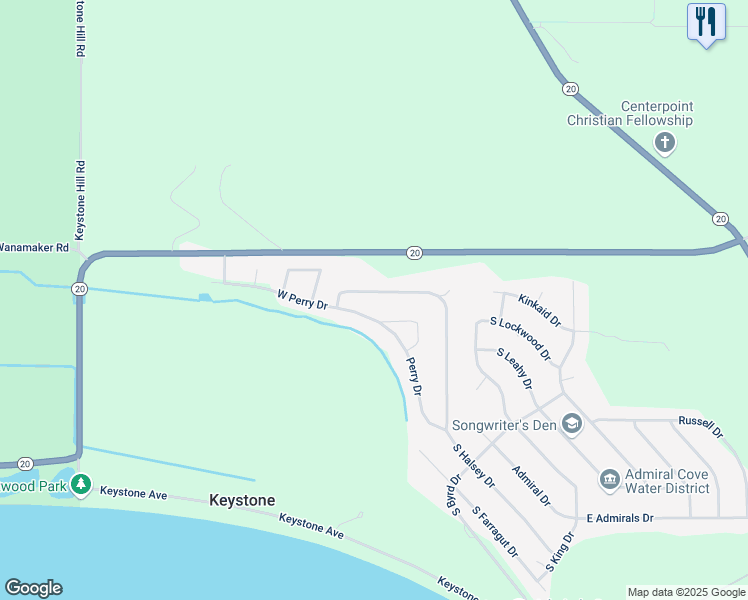 map of restaurants, bars, coffee shops, grocery stores, and more near 1060 South Halsey Drive in Coupeville