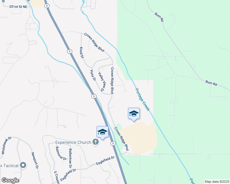 map of restaurants, bars, coffee shops, grocery stores, and more near 19117 Crown Ridge Boulevard in Arlington
