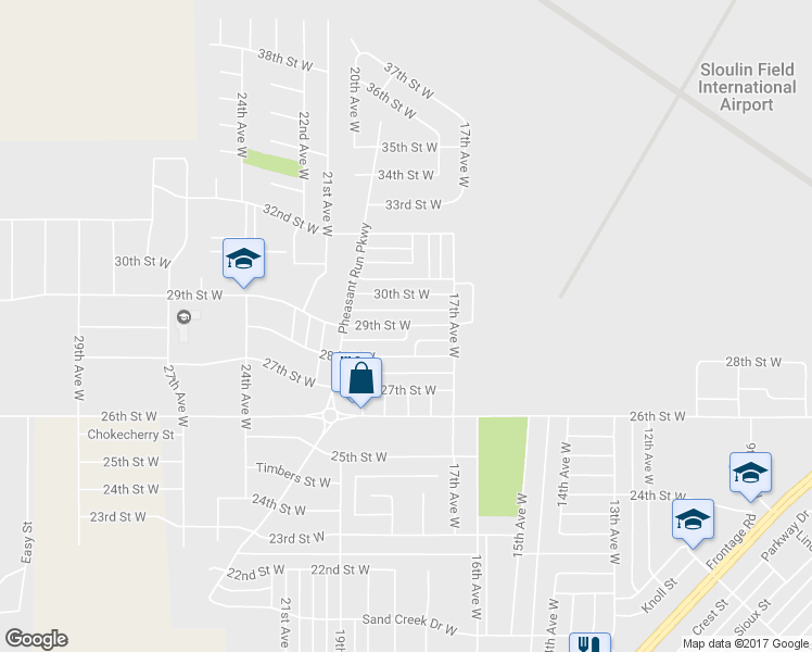 map of restaurants, bars, coffee shops, grocery stores, and more near 1831 29th Street West in Williston