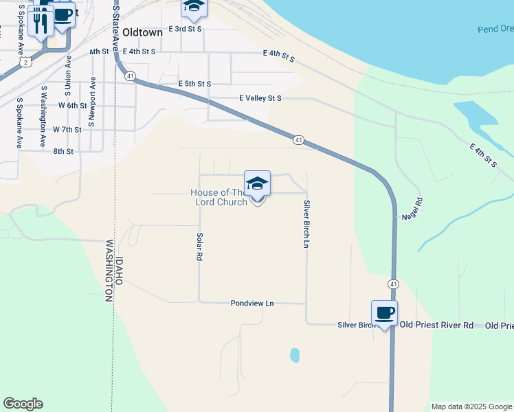 map of restaurants, bars, coffee shops, grocery stores, and more near 754 Silver Birch Lane in Oldtown