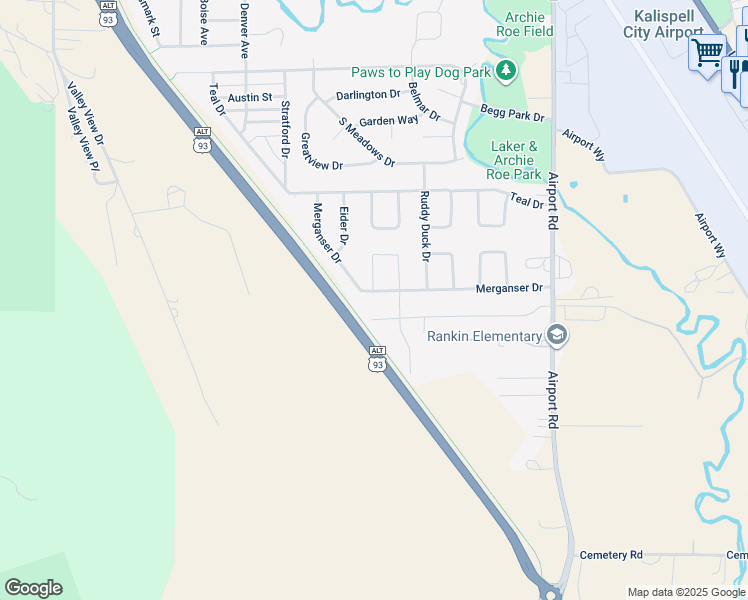 map of restaurants, bars, coffee shops, grocery stores, and more near in Kalispell