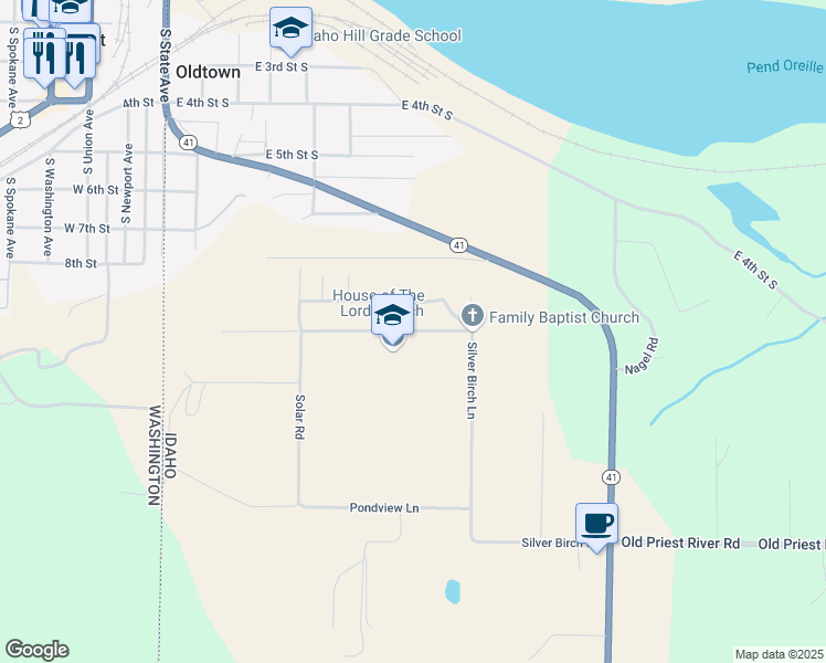 map of restaurants, bars, coffee shops, grocery stores, and more near 754 Silver Birch Lane in Oldtown