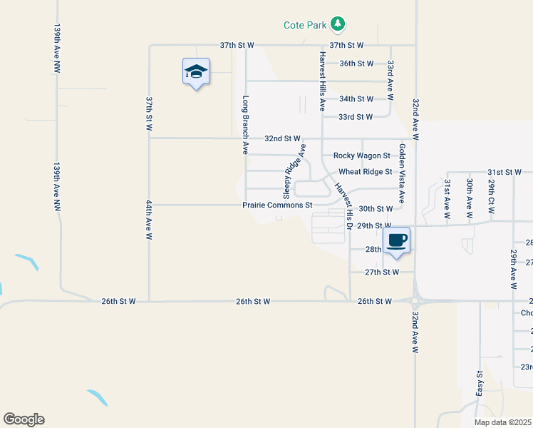 map of restaurants, bars, coffee shops, grocery stores, and more near 3720 Prairie Commons Street in Williston