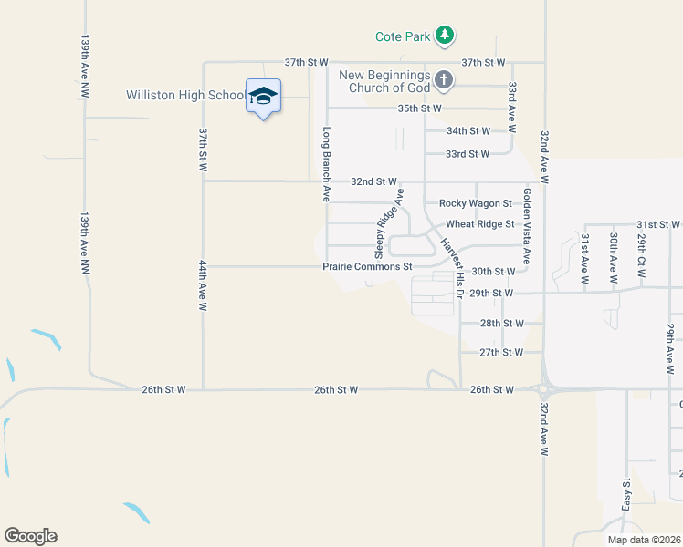 map of restaurants, bars, coffee shops, grocery stores, and more near 3701 Prairie Commons Street in Williston